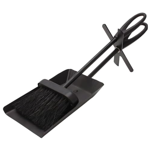 Valiant Fireside Ash Brush & Shovel Hearth Tidy Set - 38 cm Cast Iron Handles - Durable Fireplace, Stove, BBQ & Fire Pit Cleaning Tools