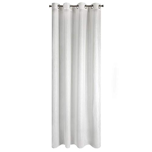 Eurofirany Elicia Curtain Smooth Glitter Shimmering Glitter Transparent 8 Eyelets Curtains Transparent Elegant Glamour Bedroom Living Room Lounge Polyester White 140 x 250 cm