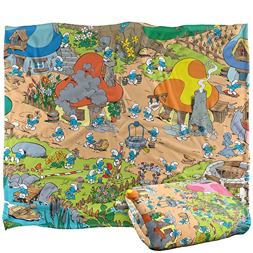 The Smurfs Smurf Village Silky Touch Super Soft Throw Blanket 152 X 127 Cm