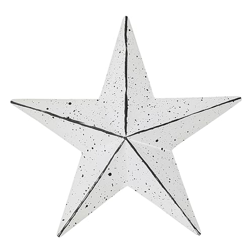 VHC Brands Patriotic Faceted Metal Star Wall Hanging 4x4, Independence Day Decor, American Star Design, Distressed Appearance Matte White