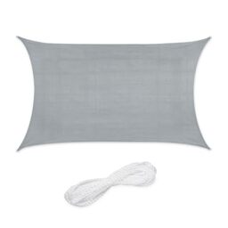 Relaxdays Sun Sail Shade, Triangular Awning, 3 x 4 m, HDPE Fabric, for Patio & Garden, with Tensioning Ropes, Light Grey, 3x4m