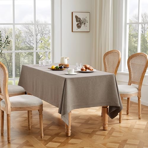 ZeeMart Basic Linen Textured Table Cloth, 60 x 60 Inch Cocoa Brown, Farmhouse Style Brown Square Tablecloth, Wrinkle Resistant Washable Heavy Weight TableCloths