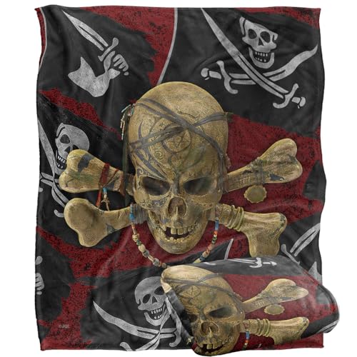 Jq Licensing - James Piazza Pirate Skull And Jolly Roger Black Flags Silky Touch Super Soft Throw Blanket 152 X 127 Cm