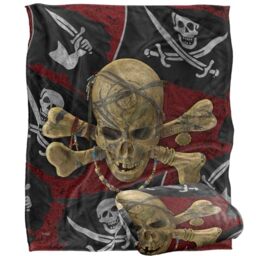 Jq Licensing - James Piazza Pirate Skull And Jolly Roger Black Flags Silky Touch Super Soft Throw Blanket 152 X 127 Cm