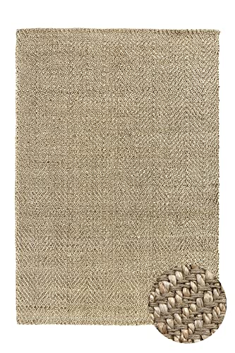 HAMID Jute Rug - Alcazar Rug 100% Natural Jute Fibre - Soft Rug and High Strength - Hand Woven - Living Room, Dining Room, Bedroom, Hallway Rug - (Natural, 170 x 120 cm)