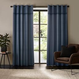 Catherine Lansfield Melville 66x90 Inch Lined Eyelet Curtains Two Panels Blue