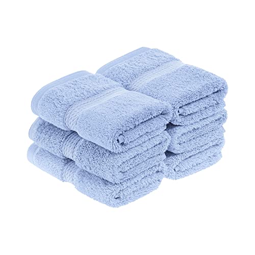 Superior 900 Gram 100% Premium Long-Staple Combed Cotton 6-Piece Face Towel Set, Light Blue