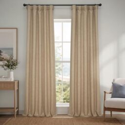HPD Half Price Drapes Faux Linen Textured Room Darkening Curtains for Bedroom 96 Inches Long (1 Panel), 50W X 96L Curtains for Living Room Home Decor, Nomad Tan