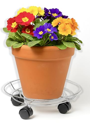 IPEA Plant Pot Trolley with Wheels for Pots and Planters ??? 32 cm ??? Movable Metal Base Support for Plants and Flowers for Home, Balcony, Garden ??? Ideal for Moving Heavy Pot