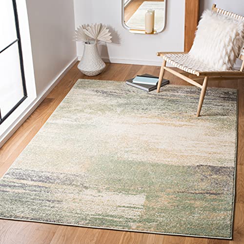 Safavieh Modern Rug for Living Room, Dining Room, Bedroom - Adirondack Collection, Short Pile, in Ivory and Sage, 155 x 229 cm