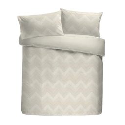 Laurence Llewelyn-Bowen Duvet Cover Set, 96% Polyester 4% Metallic Polyester, Double 200x200cm, Ivory, Jacquard Chevron, Button Closure, 2 Pillowcases