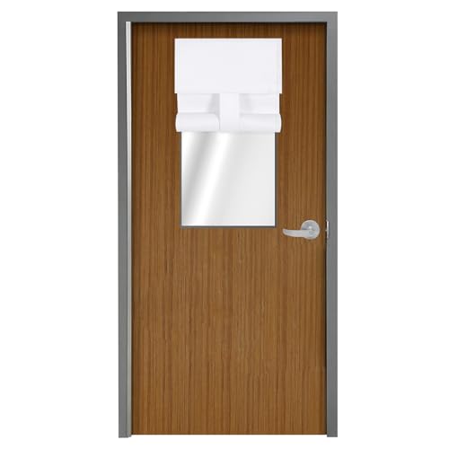 WdFour Classroom Door Window Cover,Blackout Shades for Classroom Windows and Doors???Privacy,Room Darkening Design Blocks Views, Classroom Window Cover Lockdown.12W x 40L Inch, 1 Panel.Bleach White.