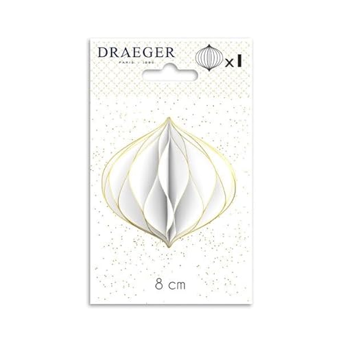 Draeger Paris White Paper Ball Honeycomb with Gold Glitter Finish Christmas Decoration 8 x 14 cm