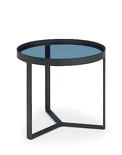 Julian Bowen Loft End Table, Smoked Glass, Black - H45 x W50cm