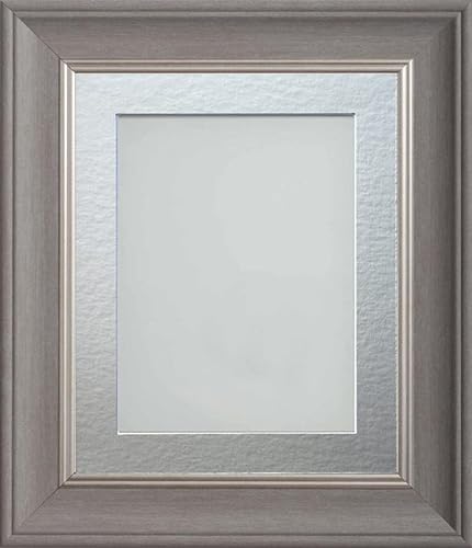 Frame Company Drummond Gunmetal Grey Photo Frame, Silver Mount, A4 for 10x6 inch, fitted with perspex