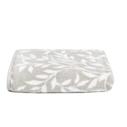 Dreams & Drapes - Grey Leaf Bath Sheet (90 x 150cm) - 100% Cotton - Soft Touch & Fluffy - Botanical Vintage Towel in Grey