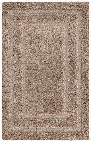 Safavieh Shag Rug for Living Room, Dining Room, Bedroom - Florida Shag Collection, High Pile, in Beige and Beige, 61 X 91 cm