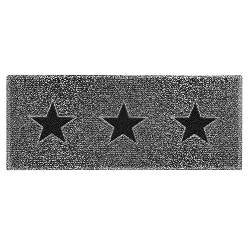 Nicoman Triple Stars Door Mat｜Entrance Barrier Dirt-Trapper Floor Mat｜Patio Garden Conservatory Doormat｜Indoor Outdoor Matt｜Charcoal with 3x Black Stars, Runner 150x60cm/5x2ft