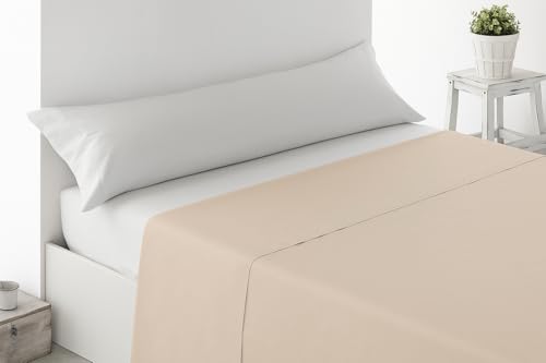 Miracle Home. Top Sheet Soft and Comfortable, 100% Brushed Microfibre, Wrinkle-Free and Anti-Peeling. 230 x 270 cm. Bed 150. Beige