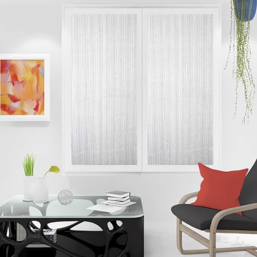 Soleil d'ocre, Maelis Pair of Half Curtain Panels, Polyester, White, 60 x 160 cm