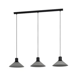 EGLO Pendant Lighting Abreosa, 3 Lamp Ceiling Light Fixture for Dining and Living Rooms, Hanging Light Made of Black and Grey Metal, E27 Socket