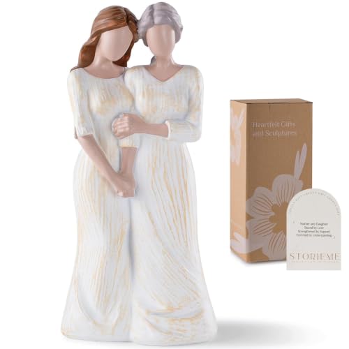 Storieme Birthday Gifts for Mom from Daughter - Mother Daughter Sculpture Keepsake for Mothers Day Christmas - Hand in Hand Figurine Gift to Mother or Daughter
