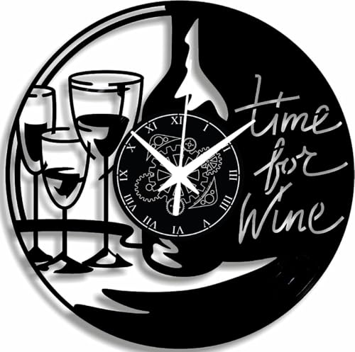 Instant Karma Clocks - Wall Clock - Time For Wine - Restaurant - Pub - Wine Shop - No Ticking Home Decoration