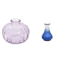 Talking Tables Lilac Glass Bud Vase for flowers, s & Talking Tables Small Blue Recycled Glass Bud Vase Table Decor Bundle
