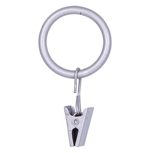 "Kenney Clip Rings for 5/8"" to 3/4"" Diameter Curtain Rods, Brushed Nickel, 14-Pack"
