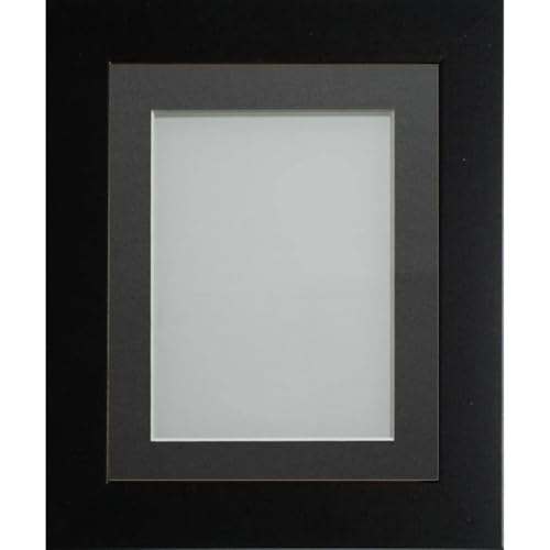 Frame Company Watson Matte Black Picture Photo Frame fitted with Perspex, 7x5 inch with Grey Mount for image size 5x3 inch