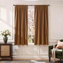 "Velvet Curtains Gold Taupe 63"" Thermal Insulated Home Decor Super Soft Luxury Drapes for Bedroom Rod Pocket Room Darkening Window Curtain for Living Room 2 Panels 52 by 63 Inch"