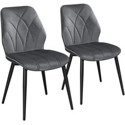Yaheetech Velvet Dining Chairs Set of 2 with Metal Legs, Dark Grey
