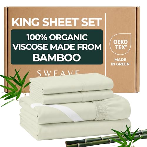 100% Organic Viscose Derived from Bamboo King Sheet Set - The Only Sheets with 100% Pure Viscose & No Blend - Luxuriously Soft, Breathable & Naturally Cooling - Ideal for Sensitive Skin - Ivory
