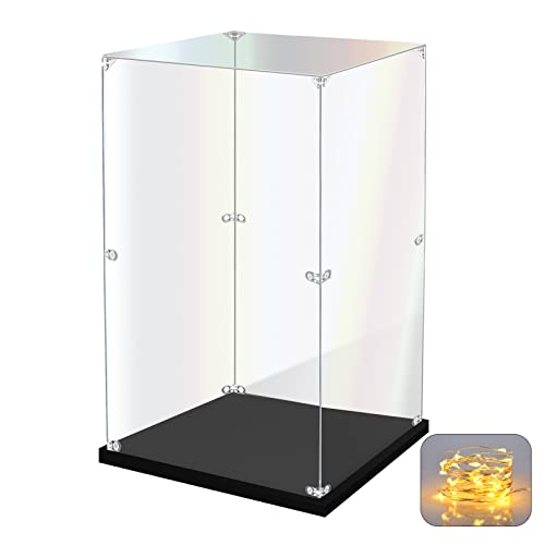 KOLIPI Acrylic Display Case for Collectibles Assemble Clear Acrylic Display Box for Lego Alternative Glass Case for Showcasing Figures Doll Toys Home Storage(8x8x14 inch, 20x20x35 cm)