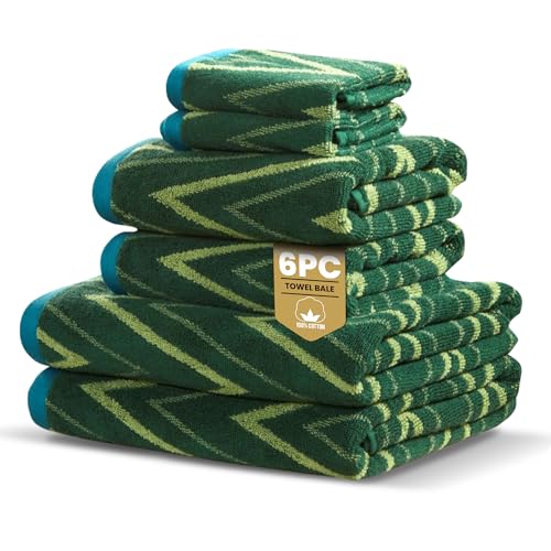 Rapport Home Helix 6-Piece Towel Bale - Luxurious 100% Cotton 500GSM Set for Soft Absorbent Comfort, Quick-Dry Use and Elegant Bathroom Style - Bale Moss Green