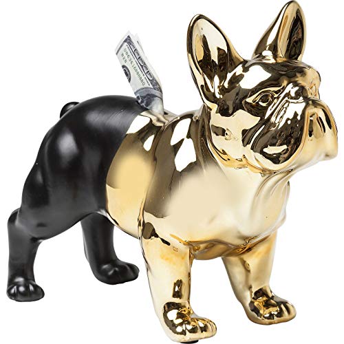 Kare Design Money Box Bulldog, Gold/Black, Cash Deposit with Animal Motif, Saving Bank, Gift Idea, Room Decor, Home Decor for Living Room, Bedroom, Office, 28x34x15 cm (H/W/D)