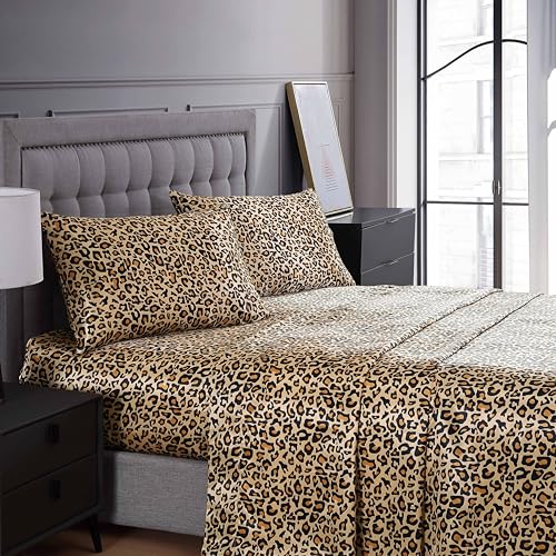 Beatrice Home Fashions 100% Luxury Satin Pillowcase 2 Pack, Queen 20x30 Inches, Leopard