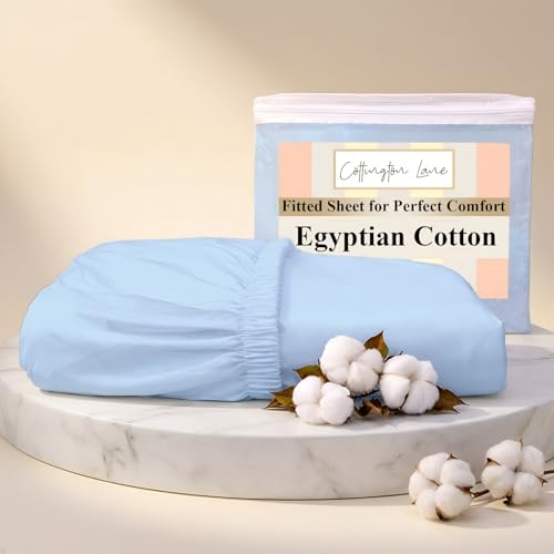 Cottington Lane Egyptian Cotton RV King Fitted Sheet Only, Light Blue