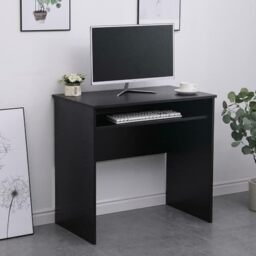Home Source Compact Computer Office Desk PC Laptop Table, Study Gaming, Black, 80cm