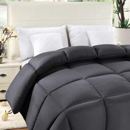 ComfyWell Single Duvet – Plain Quilt Comforter Bedspreads, Coverlets & Sets, 1 Pillowcases Warm and Anti Allergy All Season Coverless Duvet, Throws For Bed. (Single (135x200cm), Grey)