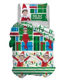 hermet The Elf On The Shelf Single Cotton Duvet Cover Set, Duvet Cover Set, Sack + Pillowcase, 100% Cotton, Christmas, Official Product, (Does Not Contain Fitted Sheet)