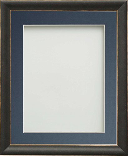 Frame Company Darcy Black Picture Photo Frames with Blue Mount, 8x6 for 5x3 *Choice of Colours* Fitted with Real Glass