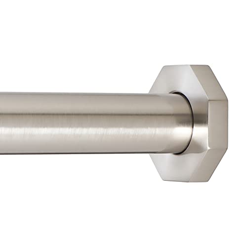 Ivilon Tension Curtain Rod - Hexagonal Spring Tension Rod for Windows or Shower, 36 to 54 Inch, Brushed Nickel