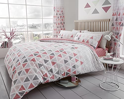 Reversible Duvet Cover Superking, Breathable Polyester Cotton Bedding Sets, Pink