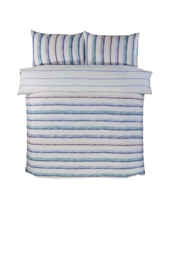 Rapport Home Reversible Microfibre King Duvet Cover Set - Soft Striped Quilt Cover with 2 Pillowcases - Easy Care Bedding for Ultimate Comfort – Grey & White