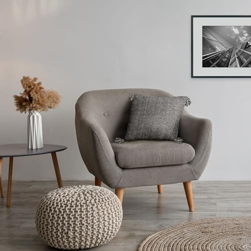 Emma Barclay Herringbone - Recycled Cotton Cushion Cover (Black)