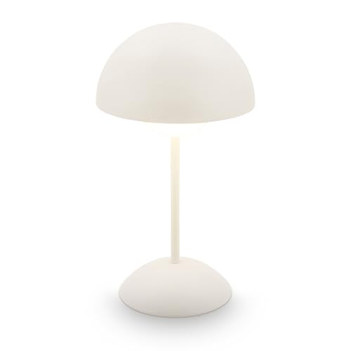 BRILONER - Rechargeable LED Table Lamp with Touch, Dimmable, IP44 Waterproof, 4000mAh Battery Table lamp, Bedside Lamps, Reading Light, Night Ligh, Outdoor, Mushroom Lamp, 16 x 29 cm, White