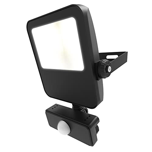4lite Motion Sensor Floodlight (Black) 3400lm IP65 Rated Compact LED Integrated 10W Flood Light - 4L2/1029-4Yr Guarantee