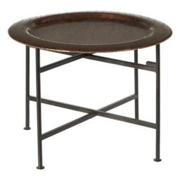 Premier Housewares Small Metal Side Table Rich copper Tones Side Tables Living Room Small Black Table Metal Table Metal Legs W47 x D47 x H55 cm