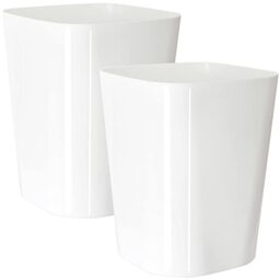 Youngever 2 Pack 5.5L Square Trash Can, Plastic Garbage Container Bin, Small Trash Bin for Home Office, Living Room, Study Room, Kitchen, Bathroom (White)
